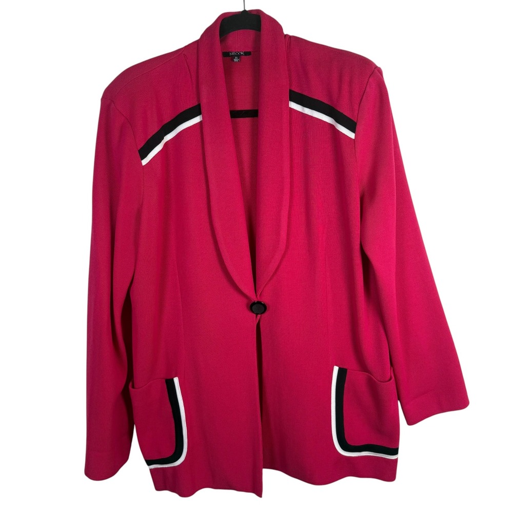 Vintage Misook Hot Pink Single Button Blazer Size XL